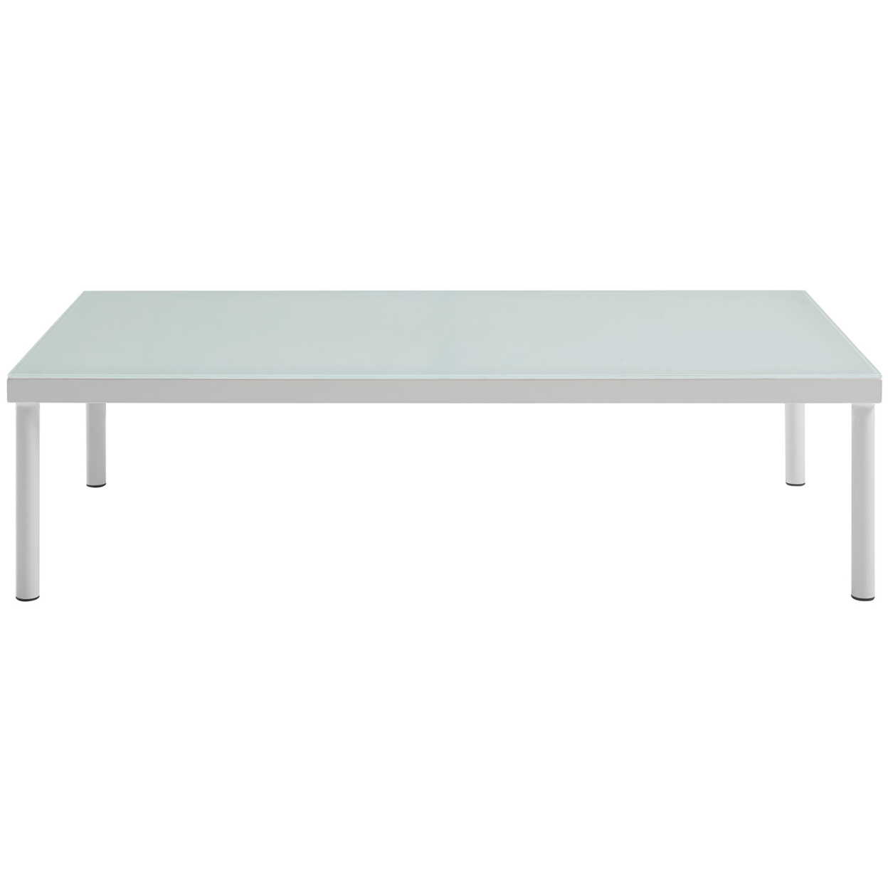 Modway Harmony Outdoor Patio Aluminum and Glass Coffee Table in White - image 2 of 4