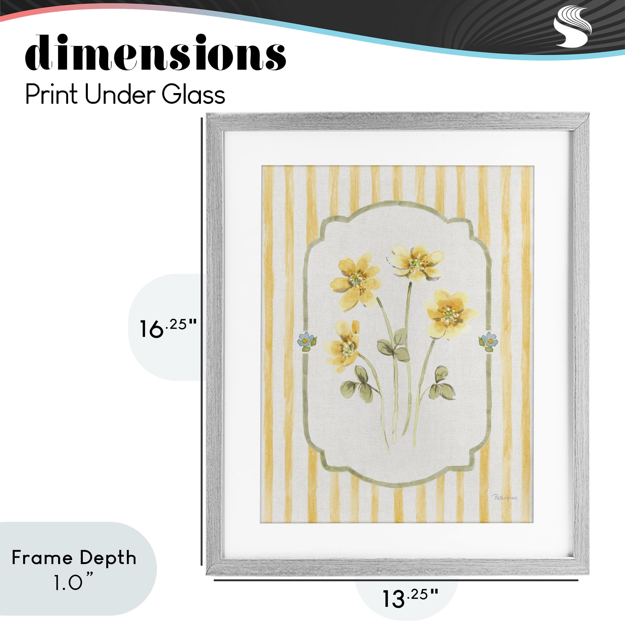 Stupell Industries Sweet Honey Flowers Gray Framed Print Under Glass, design by Beth Grove