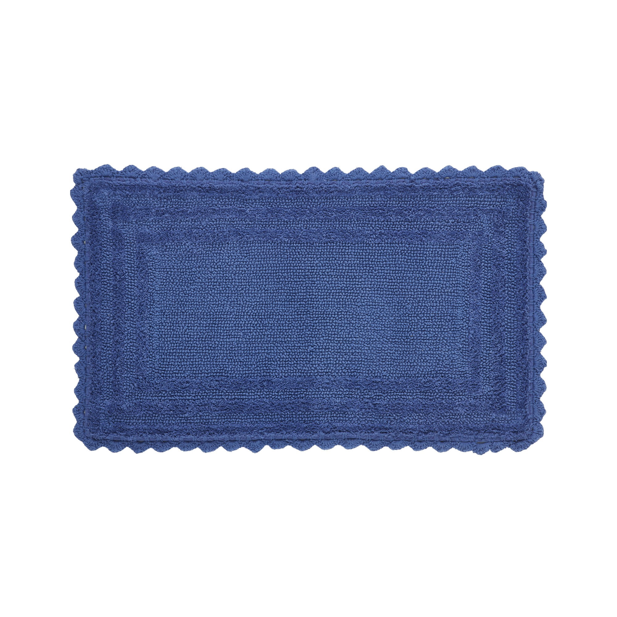 Better Trends 21" x 34" Bathroom Rug – 100% Cotton, Extra Soft Tufted Reversible Bath Mat, Water-Absorbent, Machine Washable (Blue) Lilly Crochet Collection