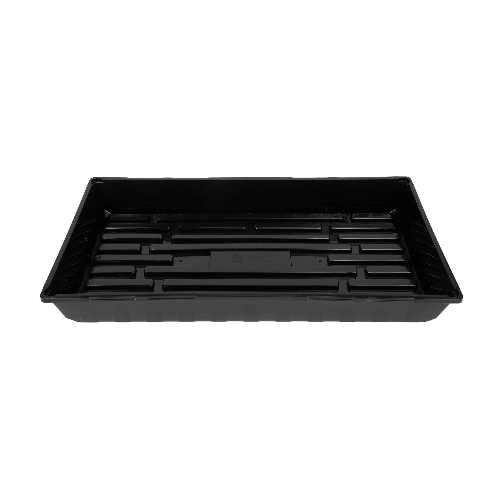 SUNPACK 10” x 20” Mega Plastic Seed Starting Tray, Black, 2.5” - No Drainage Holes, Ideal for Greenhouses or Indoor Gardening - Made of Thick, Strong Plastic