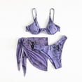 thumbnail image 4 of Women Two Piece Bikini Set with Underwire Top and High Waist Wrap Skirt Swimsuit for Beach Pool Vacation Dark Purple XL, 4 of 5