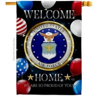 Breeze Decor H108625-BO 28 x 40 in. Welcome Home Air Force House Flag with Armed Forces Double-Sided Decorative Vertical Flags Decoration Banner Garden Yard Gift