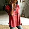 thumbnail image 5 of Turilly Boho Lace Trim Blouse for Women V-Neck Short Sleeve Loose Fit Casual Peplum Top Button Shirts, 5 of 6