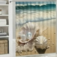 thumbnail image 6 of Chilfamy Seashell Sandy Beach Wave Shower Curtain Cloth Fabric Bathroom Decor Set with Hooks 100% Polyester Waterproof Washable Shower Curtain for Bathroom 69x72, 6 of 7