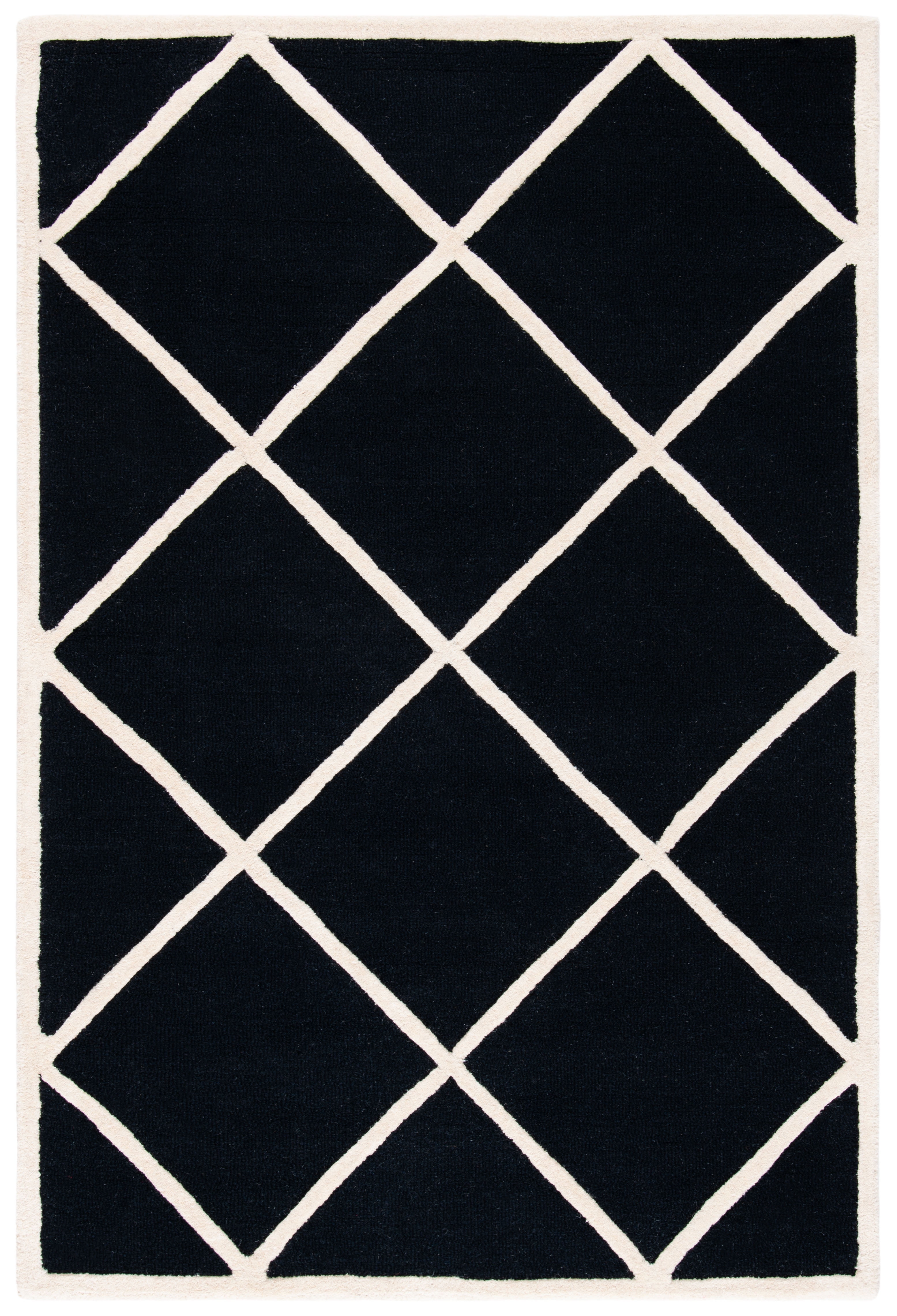 SAFAVIEH Cambridge Kennedy Geometric Wool Area Rug, Black/Ivory, 4' x 6'