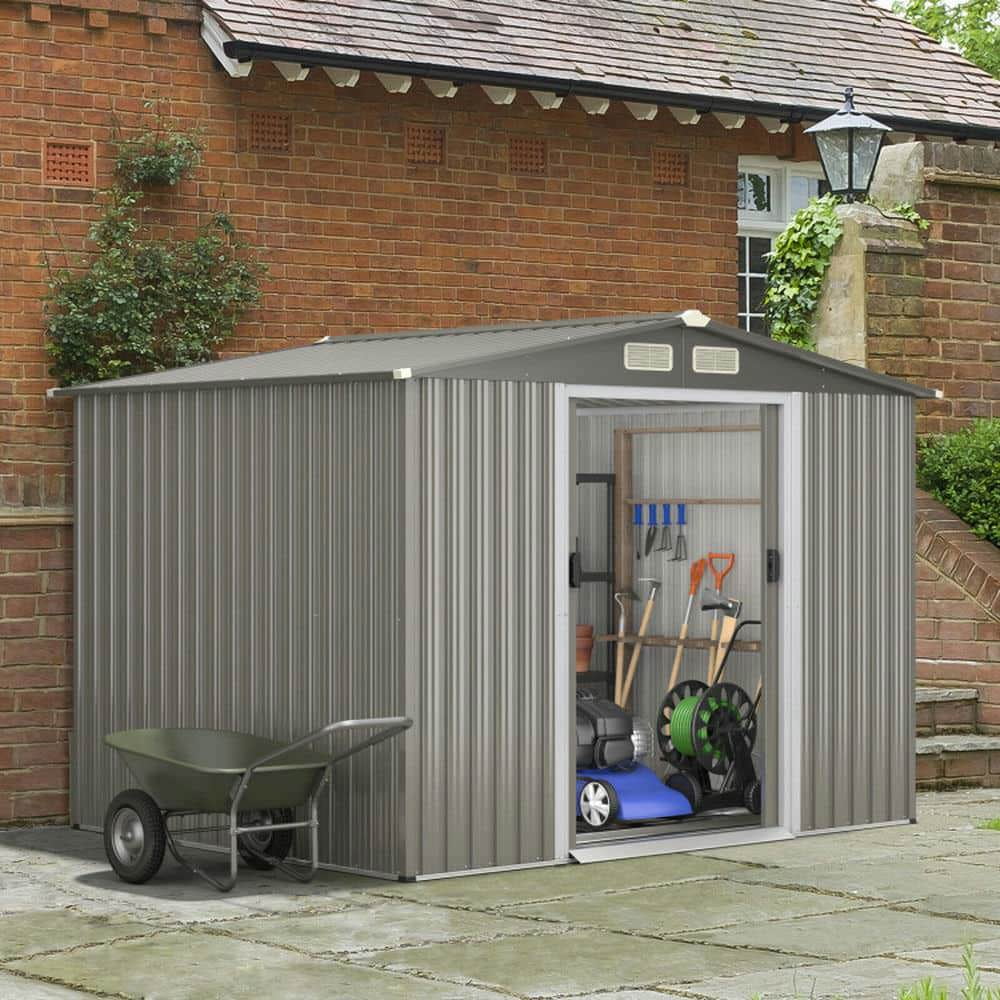 Yardi Yarda 8 x 6 Feet Galvanized Steel Storage Shed, Multipurpose Storage Shed, Gray