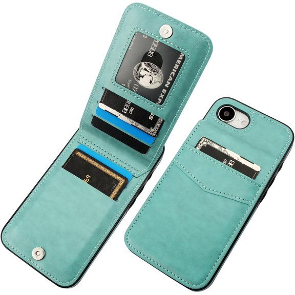 MYKOMI Compatible with iPhone 16e Case Wallet with Credit Card Holder, Flip Premium Leather Magnetic Clasp Kickstand Heavy Duty Protective Cover for iPhone 16e 6.1 Inch