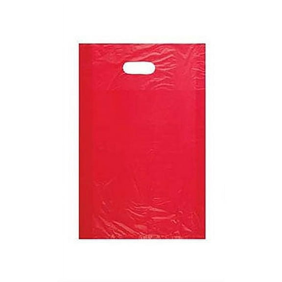 SSWBasics Medium High Density Red Plastic Merchandise Bags - 12”W x 3”D x 18”H  -