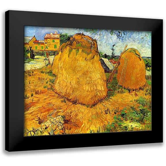 Van Gogh, Vincent 14x12 Black Modern Framed Museum Art Print Titled - Haystacks In Provence