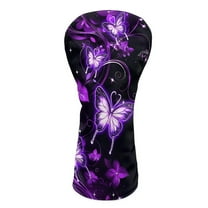 Yuyamidu Purple Butterfly Golf Club Head Cover Purple Flowers Golf Head Cover Fit Well for Driver or Fairway Wood Golf Club, Stylish Protection for Your Clubs for Women