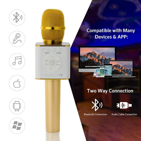 Moreslan 3 in 1 Portable Wireless Karaoke Microphone Speaker, Handheld Sing & Recording Portable KTV Player Home KTV Music
