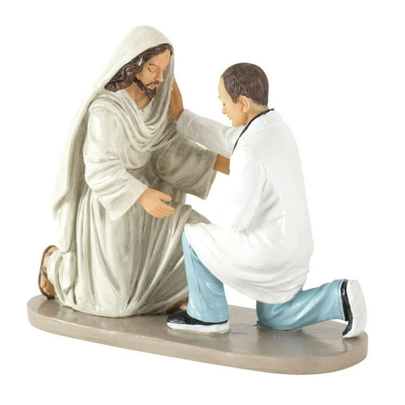 Praying Doctor with Jesus 5 x 6 Resin Decorative Tabletop Figurine