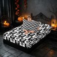 thumbnail image 4 of Homewish Ghost Face Checkered Twin Sheets, Halloween Spooky Grid Bedding, Black White, 3 Pieces (1 Flat Sheet, 1 Fitted Sheet and 1 Pillowcase), 4 of 6