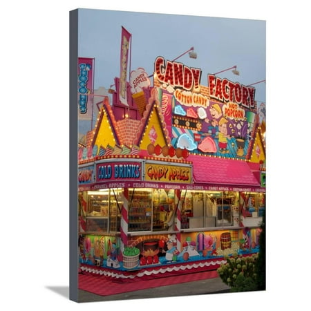 Fair food vendor shacks, Indiana State Fair, Indianapolis, Indiana, Stretched Canvas Print Wall Art By Anna (Best Food At The Indiana State Fair)