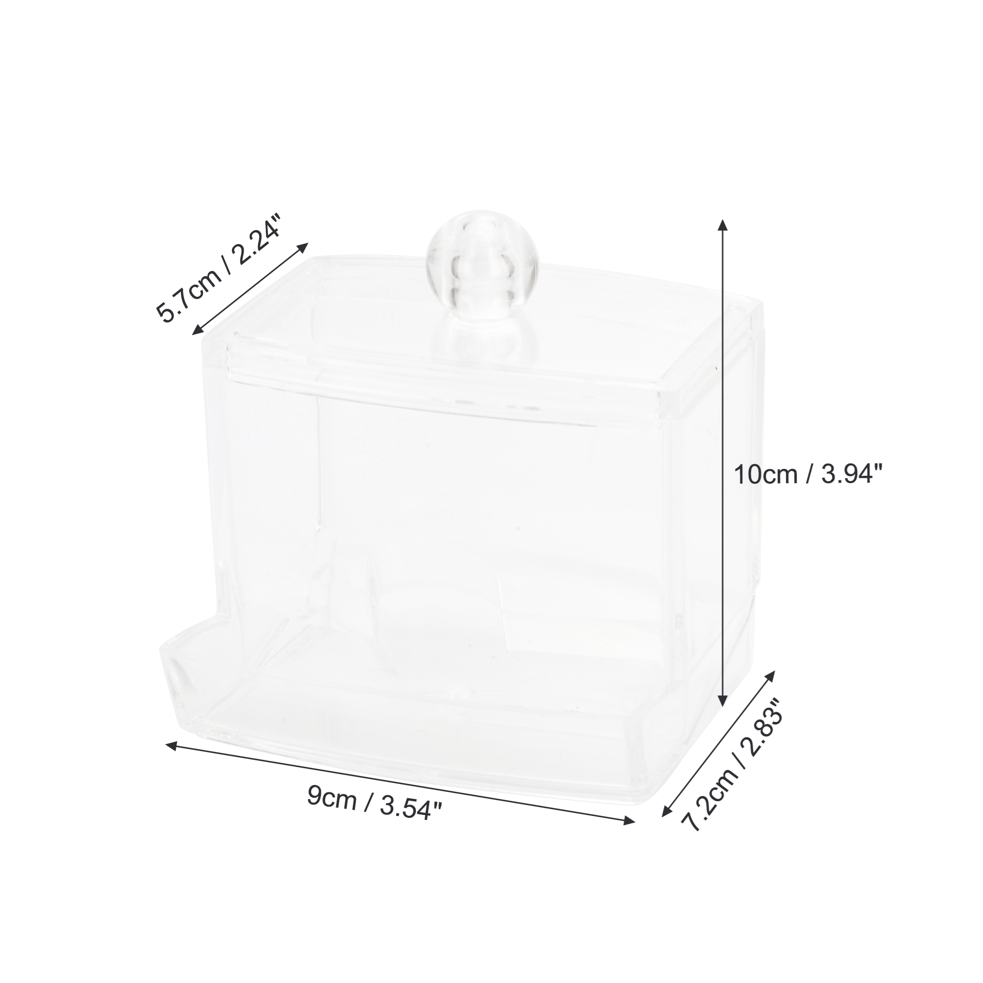Unique Bargains Square Cover Plastic Cotton Swab Jar for Bathroom Laundry Rooms Clear 1 Pc