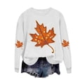 thumbnail image 3 of Yanchicy Spooky Season Sweatshirt Pullover for Women Crew Neck Maple Leaves Graphic Soft Lightweight Thin Fleece Loose Fall Halloween Clothes Long Sleeve Tops, 3 of 6