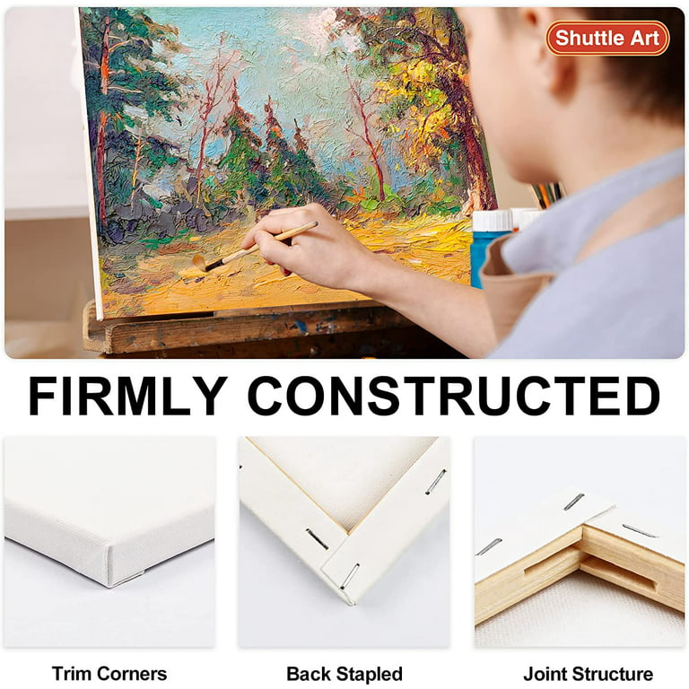  Shuttle Art Stretched Canvas, 12 Pack 11 x 14 Inch Canvases for  Painting, 100% Cotton, Primed White, Premium Painting Canvas for Beginners  and Artists for Acrylic, Oil, Acrylic Pouring Painting