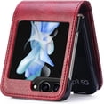 thumbnail image 2 of Premium PU Leather Case for Samsung Galaxy Z Flip 5 5G,Women Men Wallet Case with Credit Card Holder Folding Case Shockproof Hard PC Protective Phone Case Cover,Red, 2 of 15