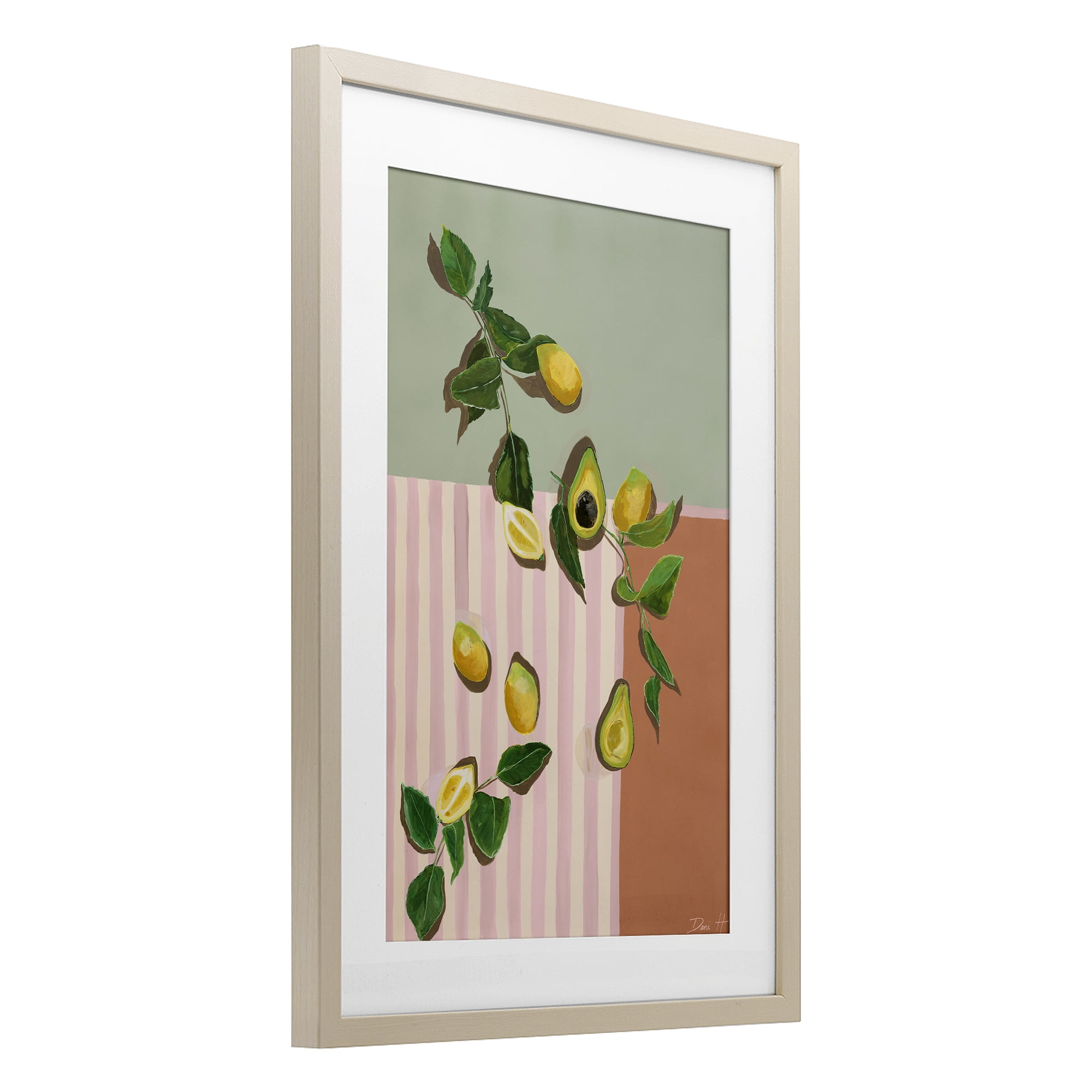 Stupell Industries Midcentury Avocado & Lemons Birch Framed Print Under Glass, design by Dani Heyward