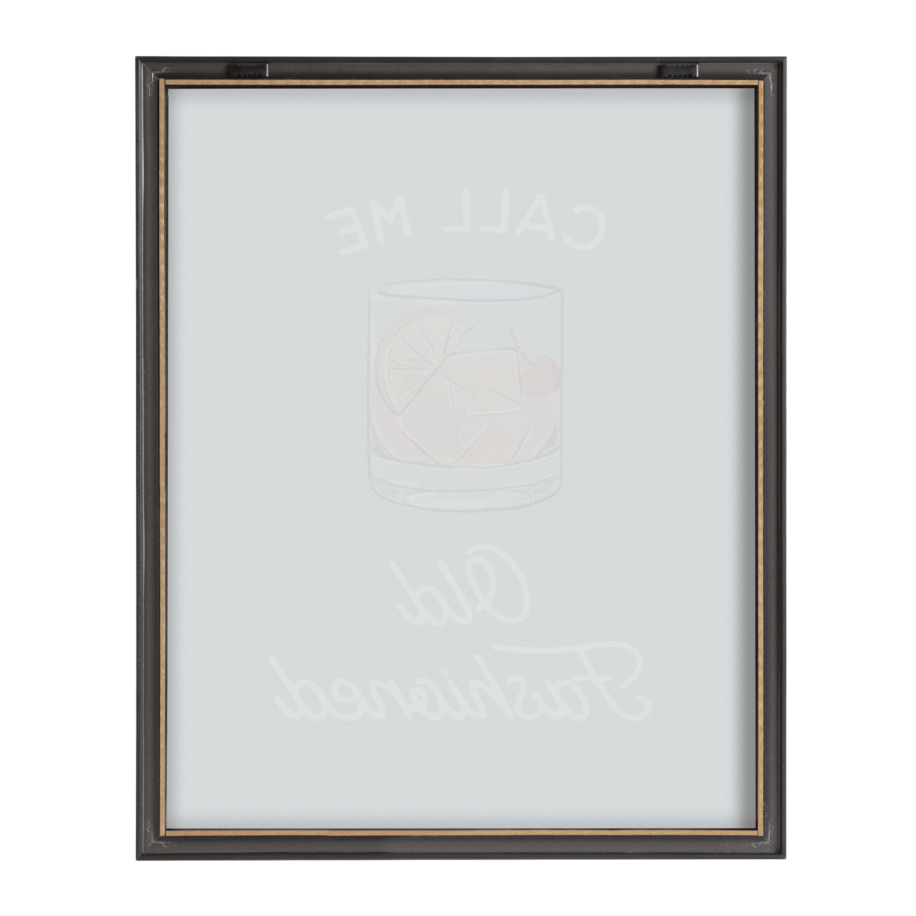 Kate and Laurel Call Me Old Fashioned Blue Framed Printed Glass Wall Art , Kitchen Bar Wall Decor by The Creative Bunch Studio, 16x20 Gray,