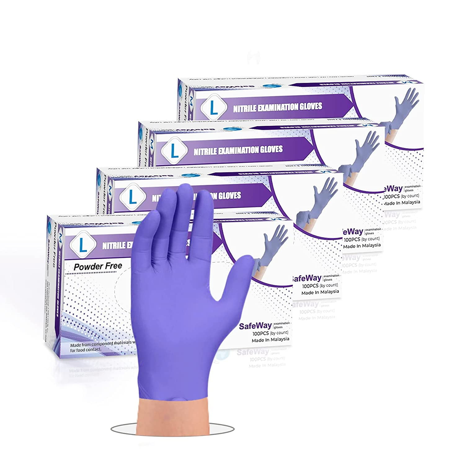 SafeWay Premium Nitrile Disposable Exam Gloves, Large, 400/Box
