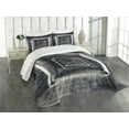 thumbnail image 3 of Ambesonne Dark Grey Quilted Bedspread Set 3 Pcs, Tunnel Perspective, Queen Size, Black Beige White, 3 of 5
