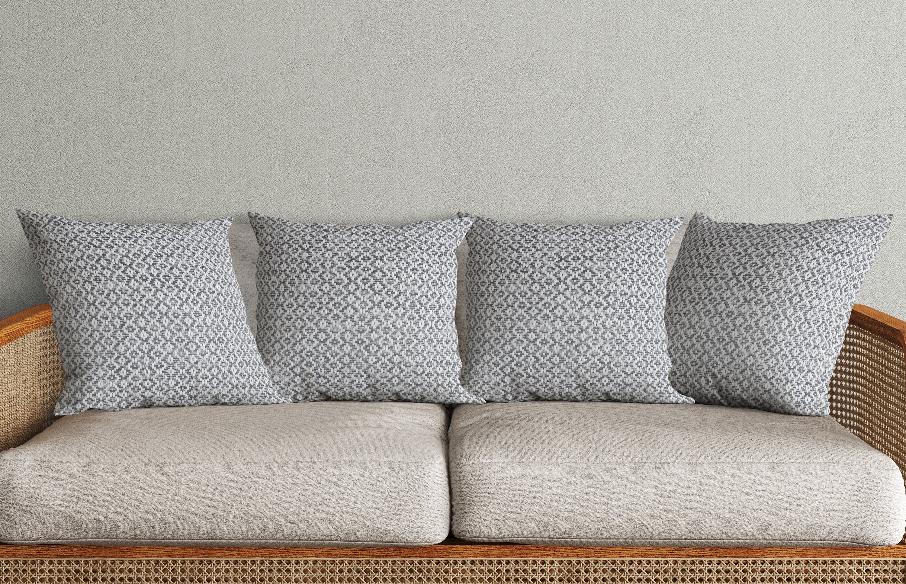 Ox Bay Gray Chevron Organic Cotton Square 4 Piece Pillow Feather Filled Set