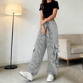 thumbnail image 7 of Lmueinov Women's 90s Retro Parachute Cargo Pants Elastic Waist D string Multi Pockets Baggy Wide Leg Streetwear Casual Hiking Jogger Pants, S-XXL, 7 of 7