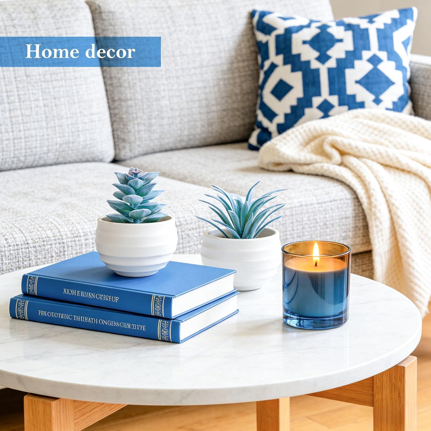 Unbranded 6 Pack Blue Succulents Plants Artificial in Pots Small Fake Plants for Blue Bathroom Bedroom Home Decor Aesthetic Home Decor