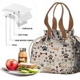 thumbnail image 4 of Paw Prints and Bones Drawstring Lunch Bag Women - Drawstring Lunch Bag Insulated for Work Office - Stain-Resistant Large Lunchbags for Women with Multi-Pockets, 4 of 6