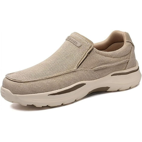 Men’s Canvas Loafers Lace Up Breathable Lightweight Casual Non Slip Comfortable Walking Boat Shoes Dress Oxfords Business Shoes