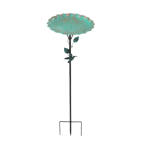Stake Vintage Metal Bird Bath Freestanding Design for Garden Patios Yard with Upgraded 4 Prong Base