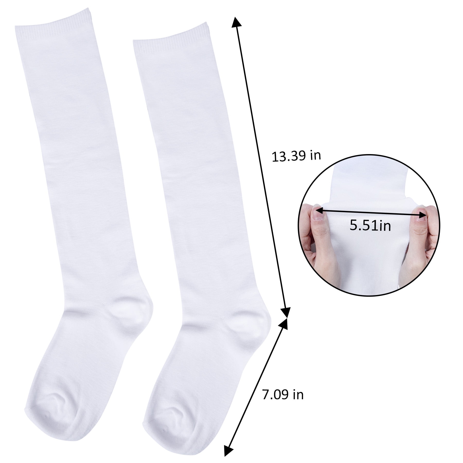 4 Pairs Womens Knee High Socks, Casual Solid Knit Knee Thigh High Stockings, White