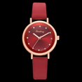 thumbnail image 4 of Reloj de cuarzo con banda de cuero de PU y decoración de diamantes de imitación Reloj de pulsera femenino informal (rojo), 4 of 4