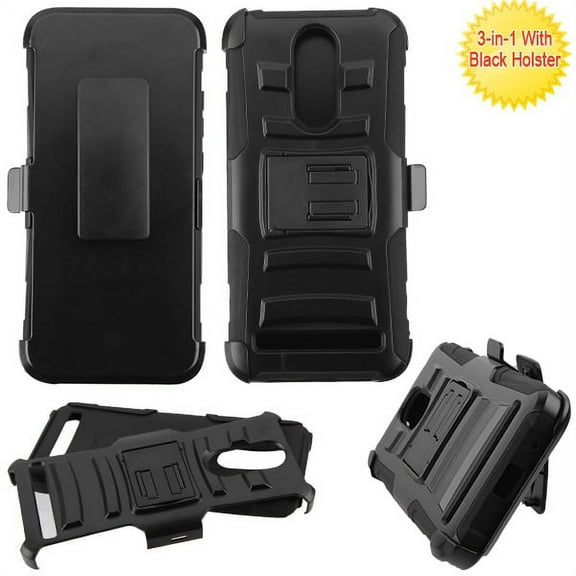 MICROMAX T55 Phone Case TUFF Hybrid Shockproof Impact Armor Heavy Duty Rugged Rubber TPU Hard Protective Cover with Swivel Belt Clip Holster & Kickstand BLACK Phone Cover for Micromax [T55]