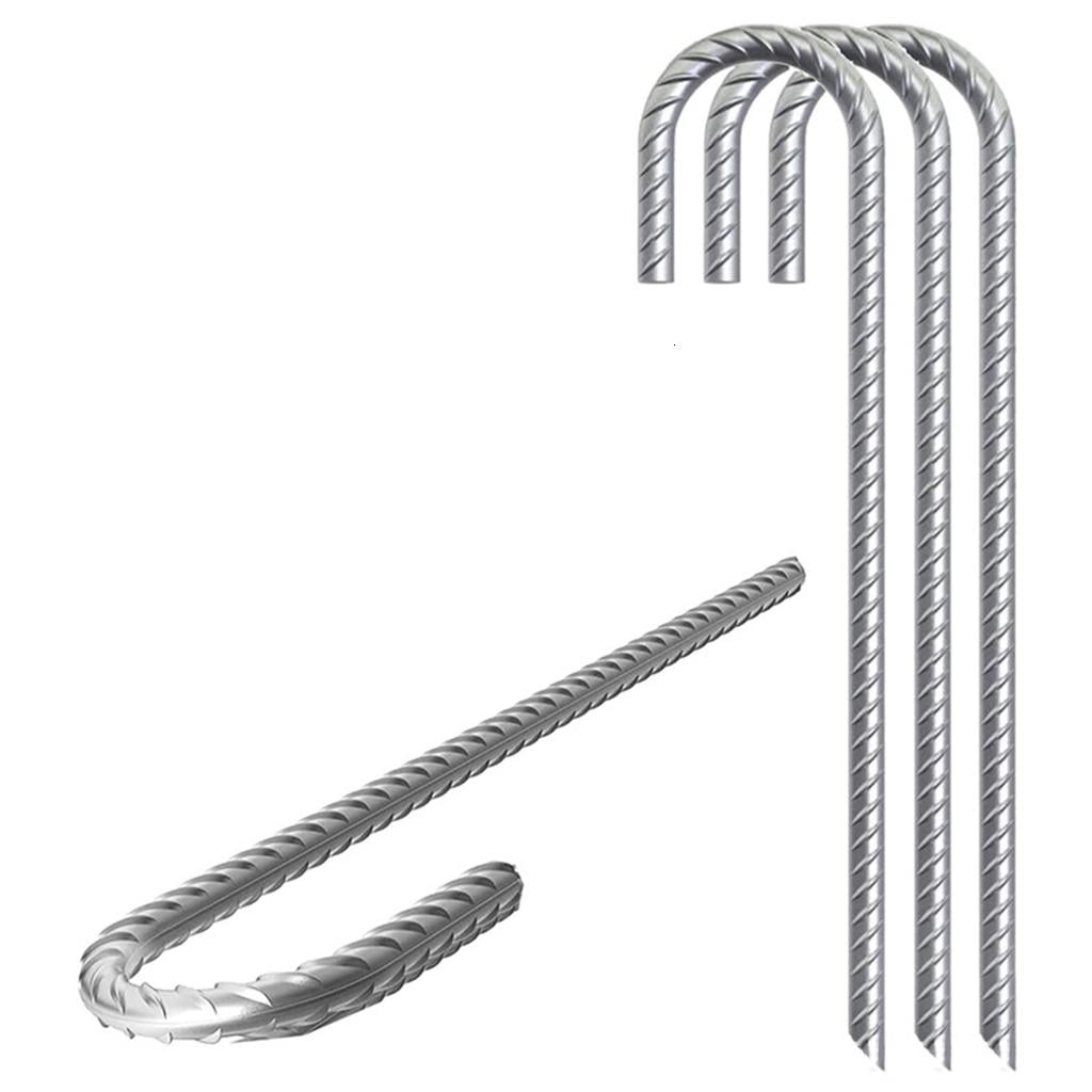 Yihuala 3Pcs Galvanised Steel Ground Anchors Stakes L/Ushape Trampolines Rebars Stakes Tent Nails Garden Stake Camping Tent Peg