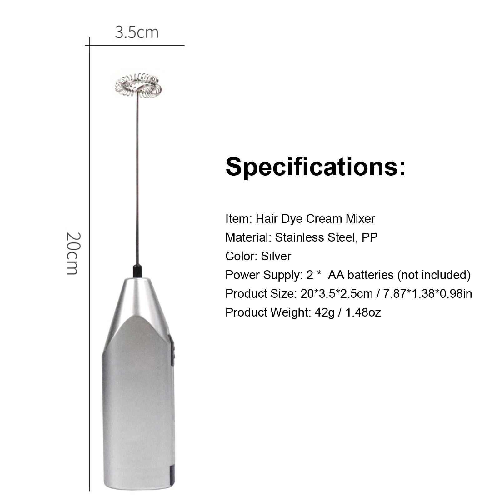 Mélangeur électrique Ha Dye - Mousseur à Lait, œufs, Café - Acier Inoxydable - 2 Piles AA - Outil De Cuisine Portable