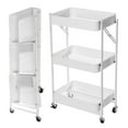 thumbnail image 6 of 3 Tier Folding Metal Utility Rolling Cart with Lockable Wheels Mesh Wire Organizer Trolley Service Craft Cart Mobile Storage Organizer for Kitchen Bathroom Office Coffee Bar, 6 of 7