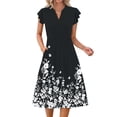thumbnail image 3 of Fantaslook Summer Dresses for Women Ruffle Sleeve V Neck Midi Dresses Fashion Casual Flowy Vacation Sundress, 3 of 8