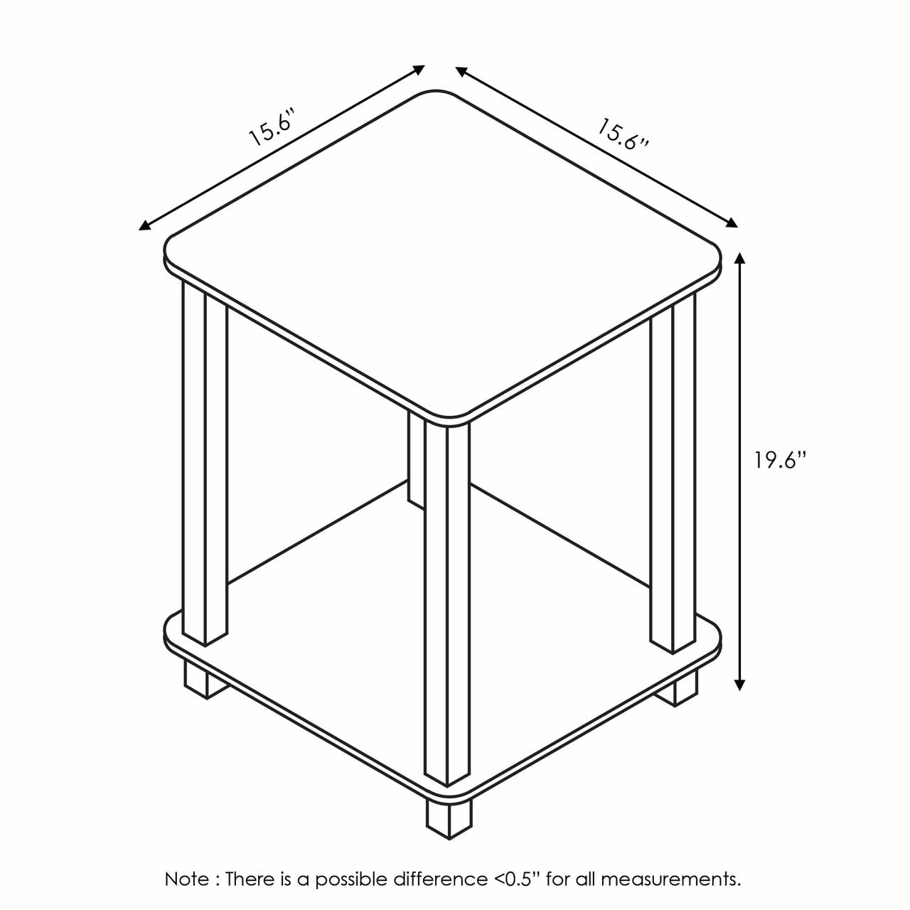 Furinno Simplistic End Table, Set of Two, Walnut/Brown