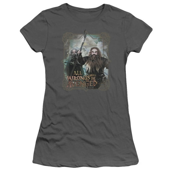 The Hobbit Wrongs Avenged S/S Junior Women's T-Shirt Sheer Charcoal