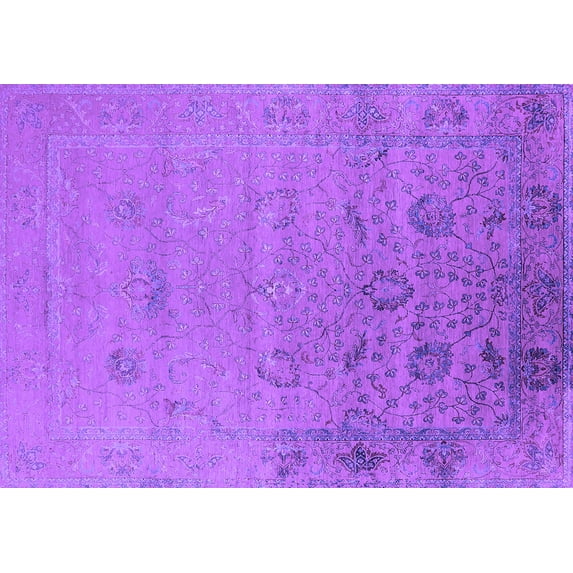 Ahgly Company Indoor Rectangle Oriental Purple Industrial Area Rugs, 7' x 9'