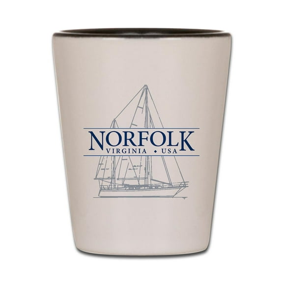 CafePress - Norfolk VA - White/Black Shot Glass, Unique and Funny Shot Glass