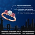 thumbnail image 2 of Gem Stone King 18K Rose Gold Plated Silver White Moissanite and Pink Tourmaline Engagement Ring for Women | 1.84 Cttw | Round 6MM | Gemstone Birthstone | Size 5, 2 of 7