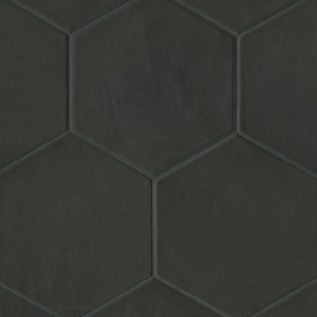 Allora 8.5" x 10" Hexagon Porcelain Floor & Wall Tile in Solid Black (12.67 SqFt/Ctn)