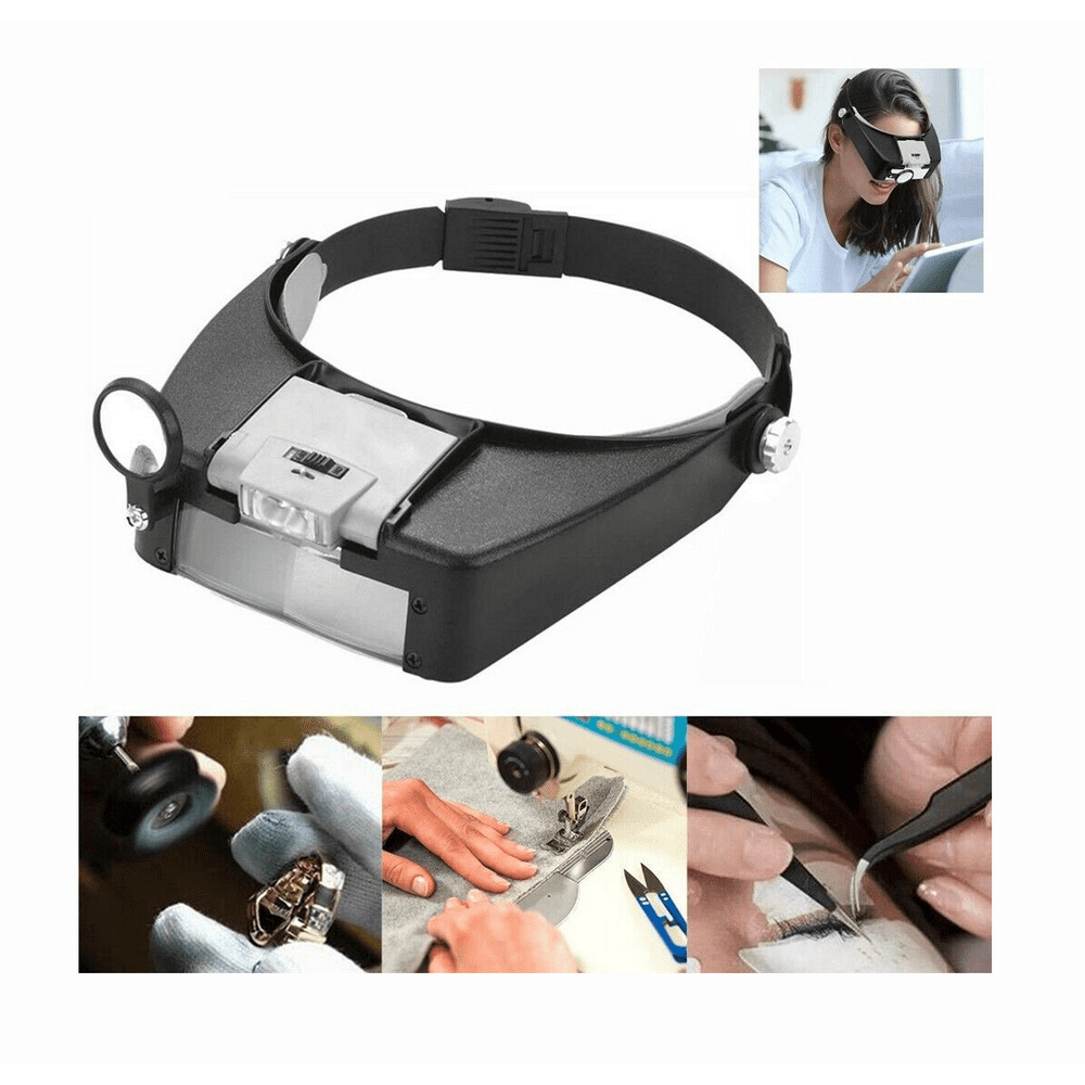 LED Illuminated Visor Jewelers Head Headband Magnifying Glasses Loupe