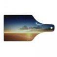 thumbnail image 1 of Ocean Cutting Board, Sunset Sky with Moon and Stars Horizon Scenery Fantasy View Art Print, Decorative Tempered Glass Cutting and Serving Board, Wine Bottle Shape, Navy Yellow Orange, by Ambesonne, 1 of 1