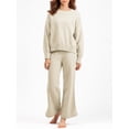 thumbnail image 2 of Faithtur Ensemble Décontracté pour Femmes, Chandail d'Hiver Uni à Col Rond et Pantalon à Jambe Grand, Tenues d'Hiver 2 Pcs, 2 of 5