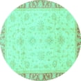 thumbnail image 1 of Ahgly Company Indoor Round Abstract Turquoise Blue Modern Area Rugs, 4' Round, 1 of 4