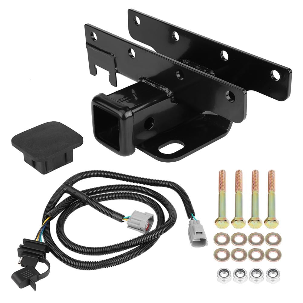 HERCHR Rear Trailer Receiver Hitch & Wire Harness Kit for Jeep Wrangler JK 2007-2018, Trailer ...